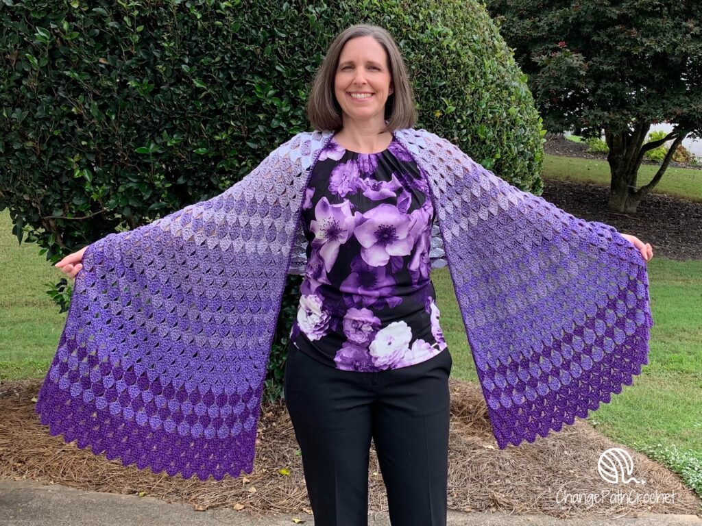 Feather Wrap Shawl Crochet Pattern - Change Path Crochet