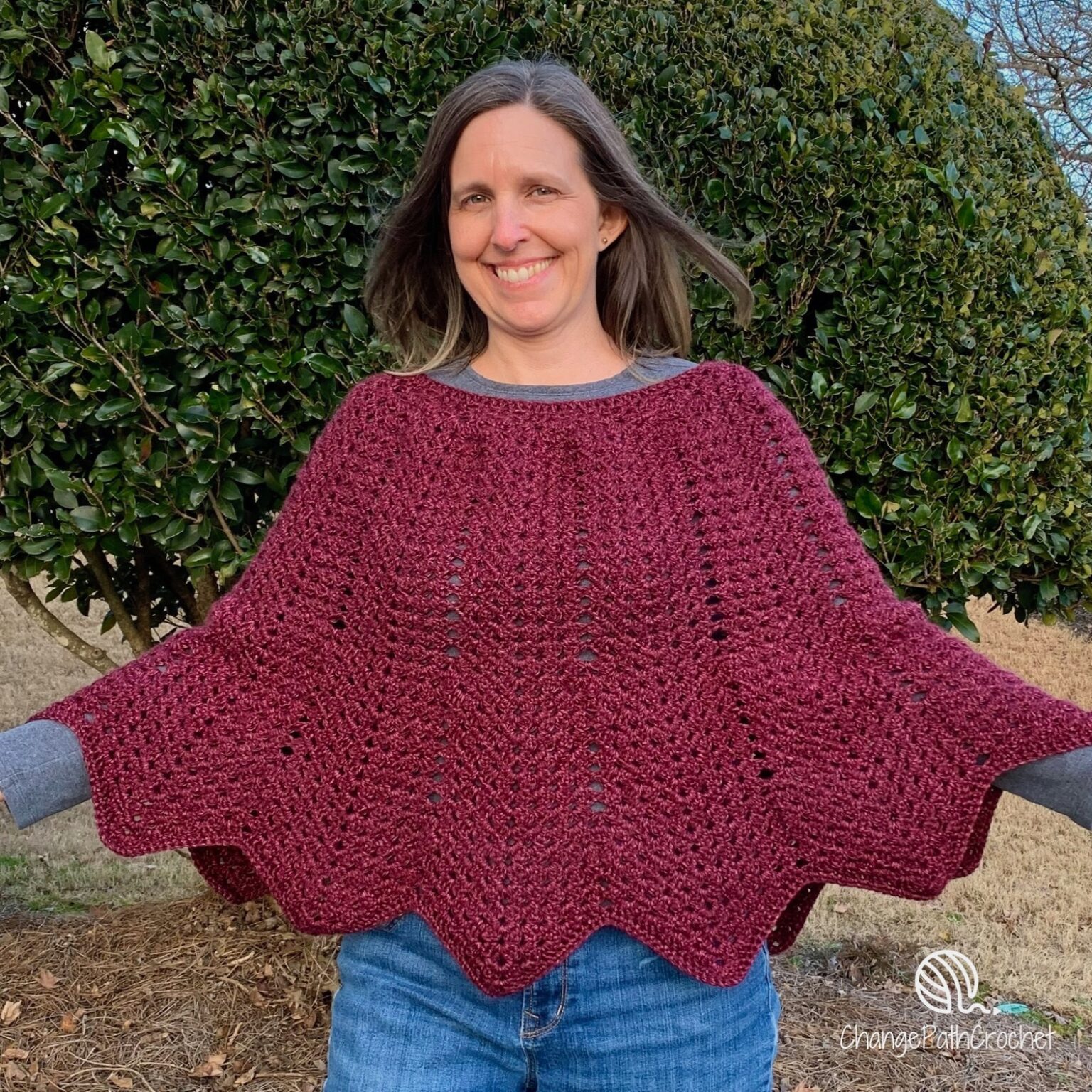 Granny Ripple Poncho Crochet Pattern - Change Path Crochet