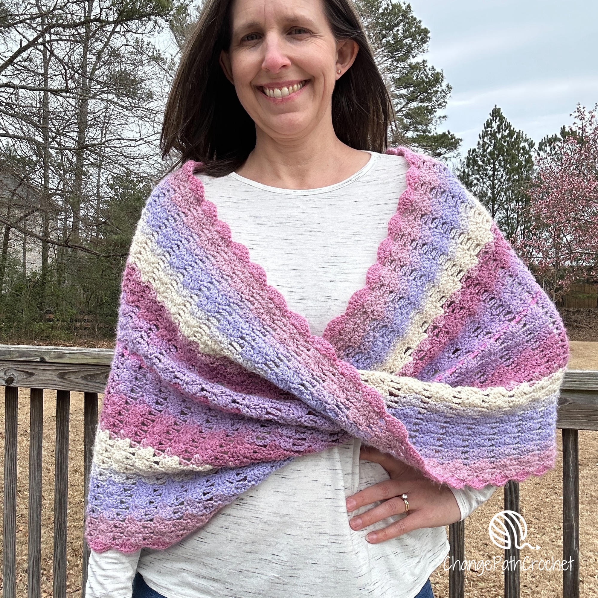 Window Block Shawl Crochet Pattern - Change Path Crochet